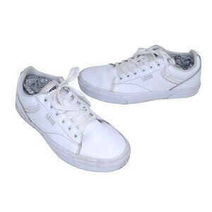 VANS Off The Wall white leather lace up sneakers shoes #500714 women's size 8.5